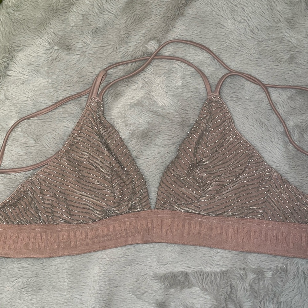 Victoria’s Secret pink and silver glitter bralette